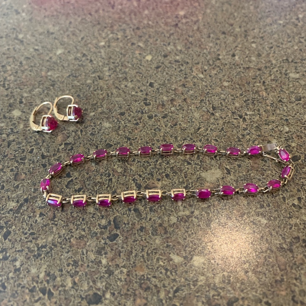 Ruby bracelet and earrings
